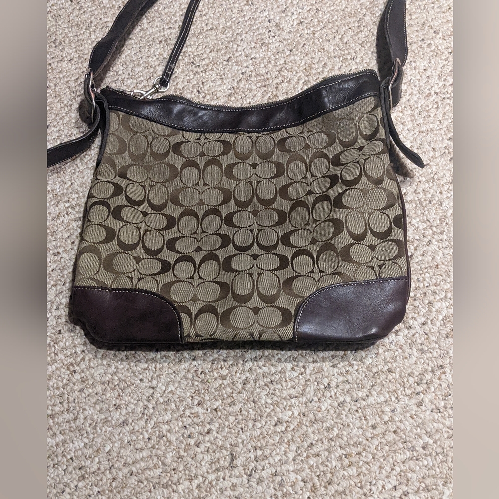 Preowned Coach Brown Monogram Shoulder Bag